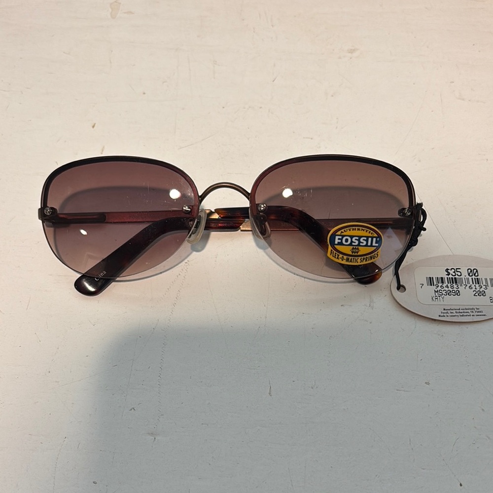 Fossil Brown Sunglasses Semi-Rimless Gradient Lenses